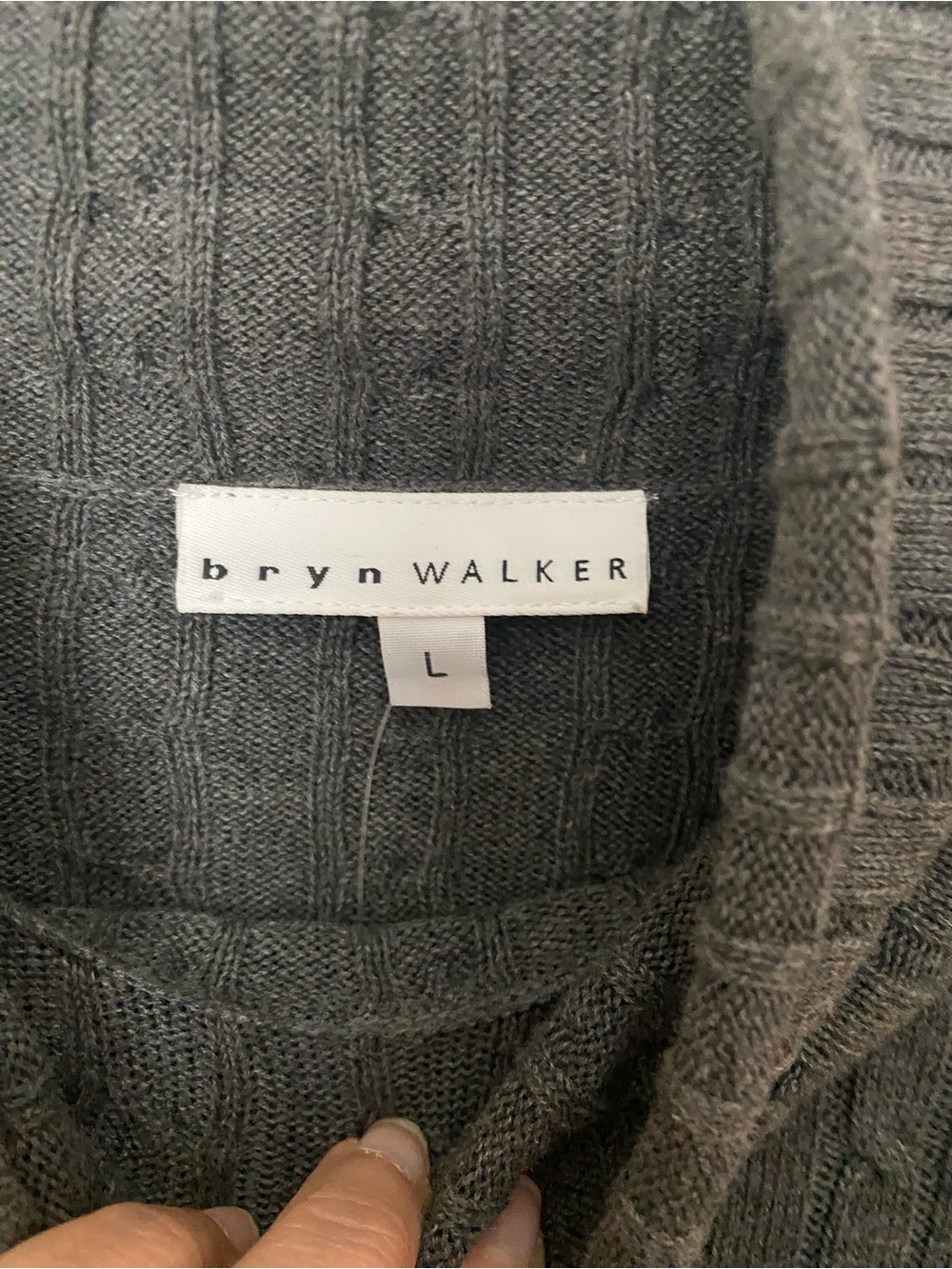 bryn Walker Charcoal Ribbed Knit Poncho - Picture 2 of 7